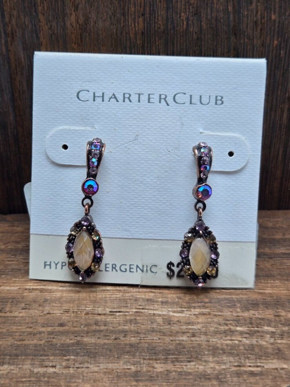NWT Charter Club Rhinestone Earrings Pierced Rhinestone Macy's Costume Fashion